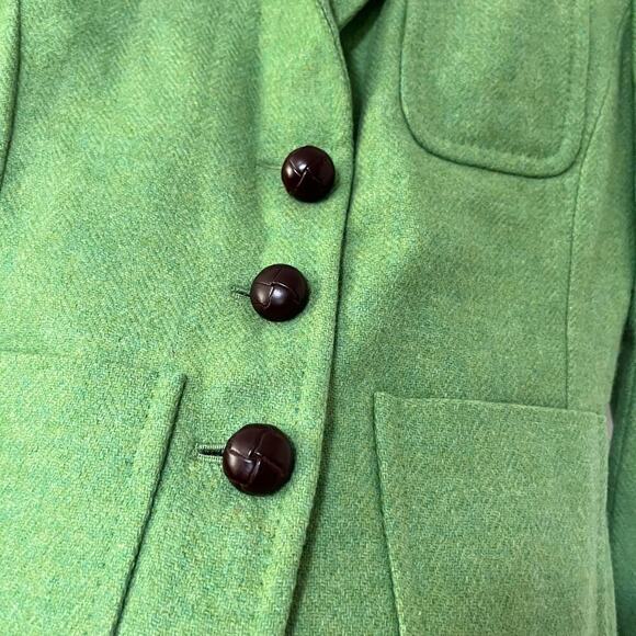 J Crew Robert Noble Scotland Wool Blazer Size 4 Green Academia Goblincore FLAW - Picture 3 of 11